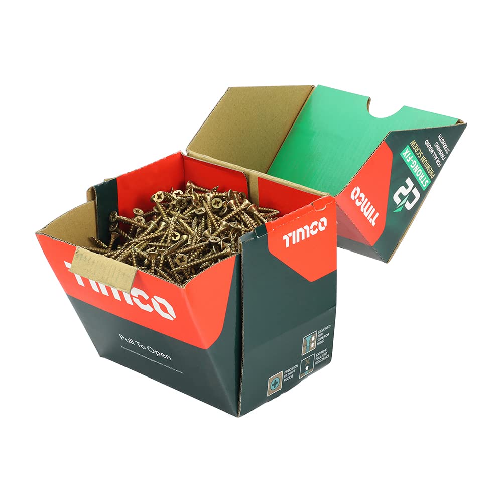 TIMCO - C2 Strong-Fix Multi-Purpose Premium Screws – Double Countersunk – Gold – Dual angle thread for ultimate performance – 4.0 x 40 – Box of 1000