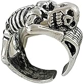 Skull Ring for Men Women, Adjustable Gothic Retro Skeleton Ring, Open Punk Rock Cocktail Skull Ring, Vintage Hip Hop Halloween Biker Viking Skull Jewelry Christmas Gift for Women Daughter
