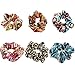 6Pcs Flower Satin Scrunchies, Women's Hair Scrunchies Hair Bow Scrunchy Ponytail Holder-HT001A