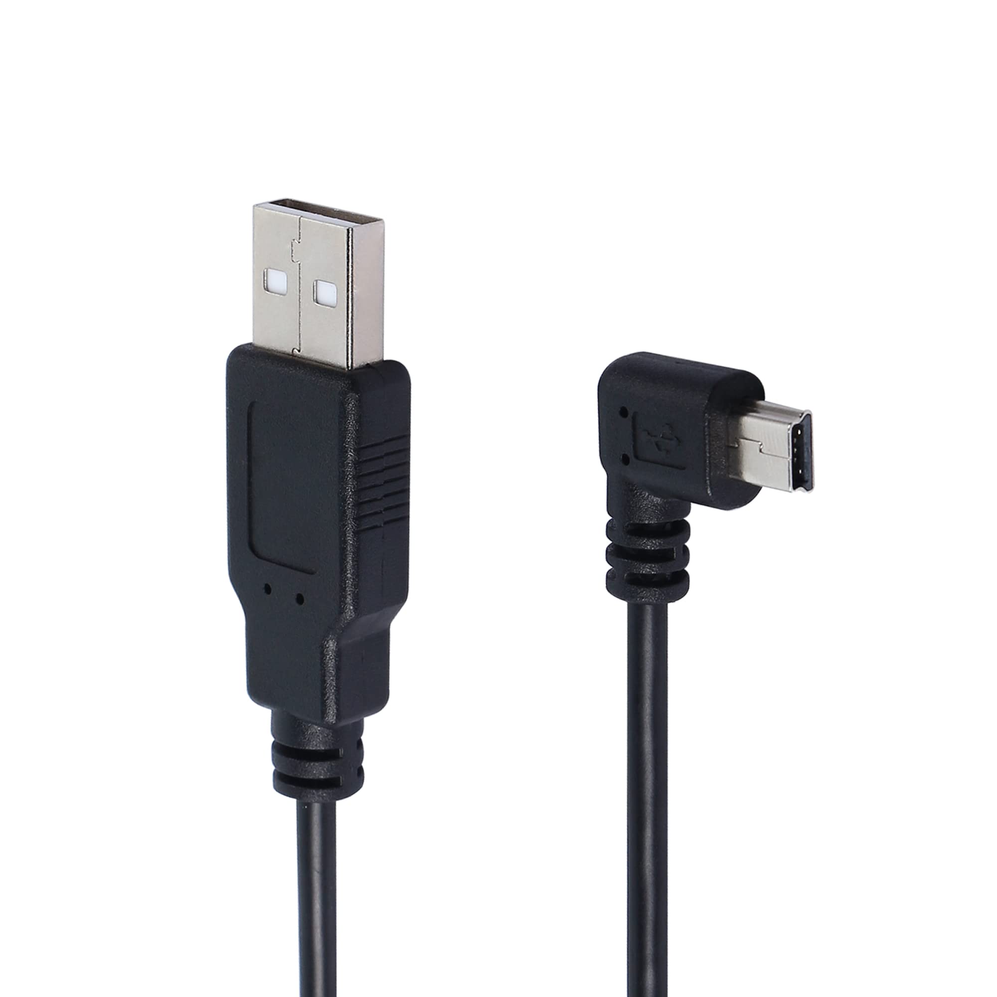 QIANRENON 90 Degree Mini USB to USB 2.0 Extension Cable Mini USB B Male Right Angle to USB 2.0 Male Data GPS Devices Cable 1.5m(Right)