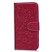 Badalink Galaxy S6 Case,Samsung Galaxy S6 Case - Wallet Flip Stand Case Embossed Plants PU Leather Case Shockproof Soft TPU Inner Bumper Slim Protective Card Slots Wrist Strap Cover Hot Pink