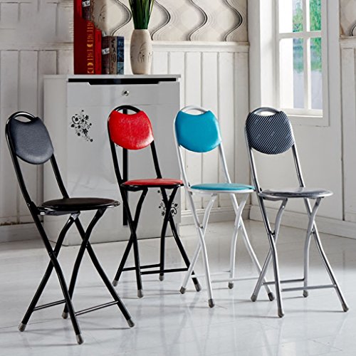 Folding Chairs Dining Chair Round Stool Folding Stool with backrest high Stool Chair Home bar Stool (Color : Black, Size : 303277.5CM)