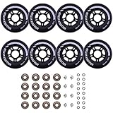 Rollerex Inline Skate Wheels VXT500 (8-Pack or 2-Pack or 2 Wheels w/Bearings, Spacers and Washers) (80mm Steel Black (8 Wheels w/Bearings, spacers and washers))