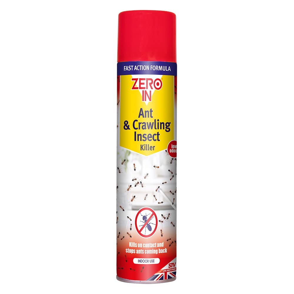 Zero In Ant & Crawling Insect Killer – 300 ml, Fast Acting Aerosol Formulation Kills Ants on Contact and Stops Them Coming Back, Effective Against Woodlice, Cockroaches, Earwigs, and Other Crawling Insects