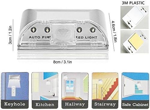 Keyhole Light, Teepao Auto Sensor Motion Detector keyhole lamp Battery Operated PIR Infrared IR Wireless with 4 LED Light Perfect For Key Hole/Door Lock/Bedroom/Stairway (1PC)