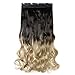 S-noilite Dip Dye Clip in Hair Extensions Ombre Two Color Long Thick Curly Wavy Straight 3/4 Full Head Synthetic Hairpiece Japanese Fiber Trendy Fashion (Dark Brown to Ash Blonde)