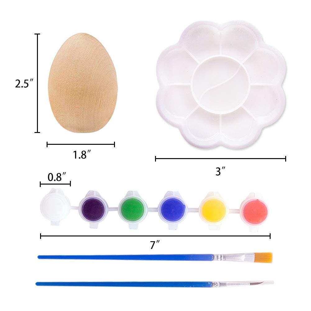 Amor Easter Eggs Wooden Fake Eggs with Painting Tools Set 12Pcs 3 Colors Children Play Kitchen Game Food Toy