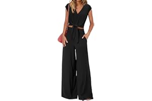 dowerme Women's Summer 2 Piece Outfits Cap Sleeve Strappy Crop Top Wide Leg Pant Sets Casual Tracksuit Lounge Wear 2025