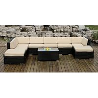 Sale Ohana Collection Pn0902 Genuine Ohana Outdoor Patio Wicker Furniture 9 Piece All Weather Gorgeous Couch Set With Free Patio Cover Beige Beige Rattan Chairs