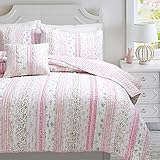 Cozy Line Home Fashions Pink Flower Lace Ruffle