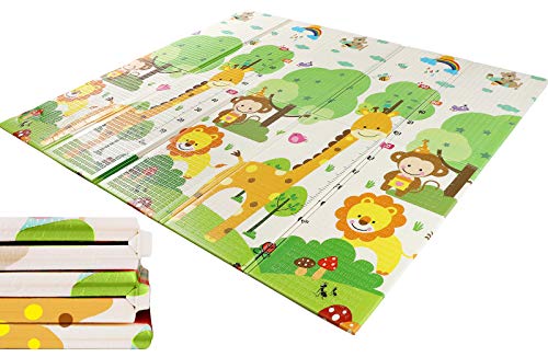 WV WONDER VIEW Baby Playmat Crawling Mat Folding Mat, Doble Side Portable Colorful and Waterproof Playmat for Kids Baby and Toddler, Thick Extra Large Playmat 79x71x0.6 inch