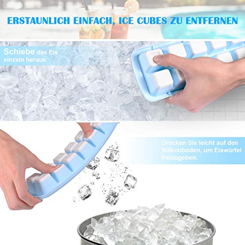 image for TIME4DEALS Ice Cube Trays 5 Pack Easy-Release Silicone Soft Bottom wit