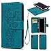 Compatible with iPhone X Case, iPhone Xs Wallet Case Premium PU Leather Oil Wax Embossed Elephant Detachable Magnetic Cover Credit Card Cash Slots Cover for iPhone X/XS (Blue)