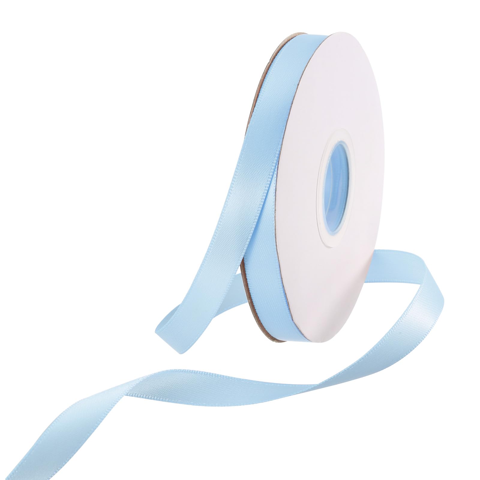 Rebower 10mm Satin Ribbon 91m Thick Double Face Grosgrain Silk Ribbon, [for Gift Wrapping, Hair Bows, Wedding, Cake, Flower] - 100 Yard/300ft/ Light Blue