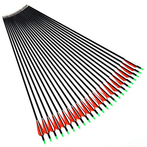 M.A.K MAK 6/12/24pcs 30" Carbon Arrow Shaft Plastics Fletching Changable Head Fit Compound Bow