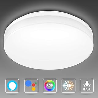 LE 15W Alexa Smart Deckenlampe, 1250lm 22cm Wifi LED Deckenleuchte Dimmbar(RGB + Kalt bis Warmwei 2700-6500K), IP54 Badlampe Steuerbar via App, Kompatibel mit Alexa Google Home, kein Hub Erforderlich