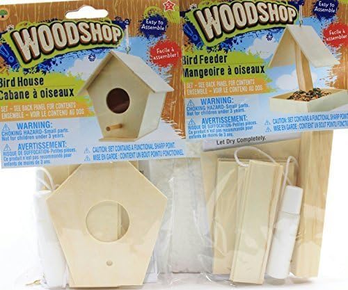 Bundle: 2 Items-DIY Woodshop Bird House & Bird Feeder Easy to Assemble Activity Sets by DIY Woodshop