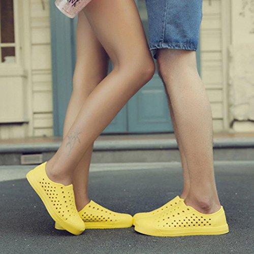 Hometom Unisex Classic Clog, Garden Clogs Mules Shoes Comfort Walking Slippers Beach Sandals Water Footwear (Yellow, US:7.5)
