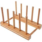 YWSHF Bamboo Wooden Dish Rack Dishes Drainboard Drying Drainer Storage Holder Stand Kitchen Cabinet Organizer for Dish/Plate/Bowl/Cup/Pot Lid/Book