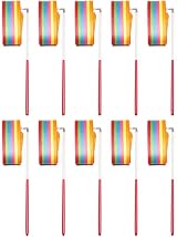 Surplex 10pcs 2m Rainbow Gymnastics Ribbon Wand Baton 200cm 30cm view 7