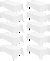 10 Pack White Tablecloths for 8ft Rectangle Tables