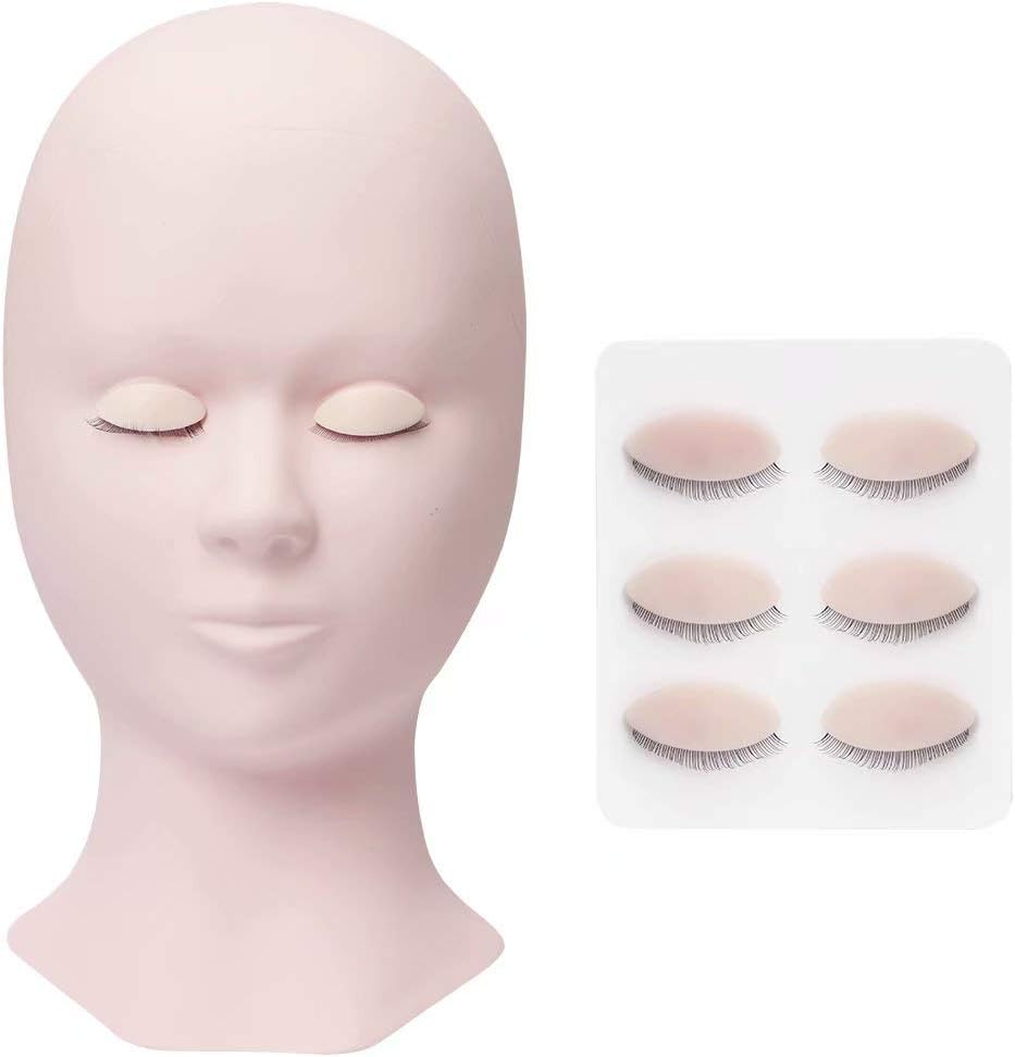 Mannequin Practice Training Head for Eyelash Extensions with 4 Pairs ...