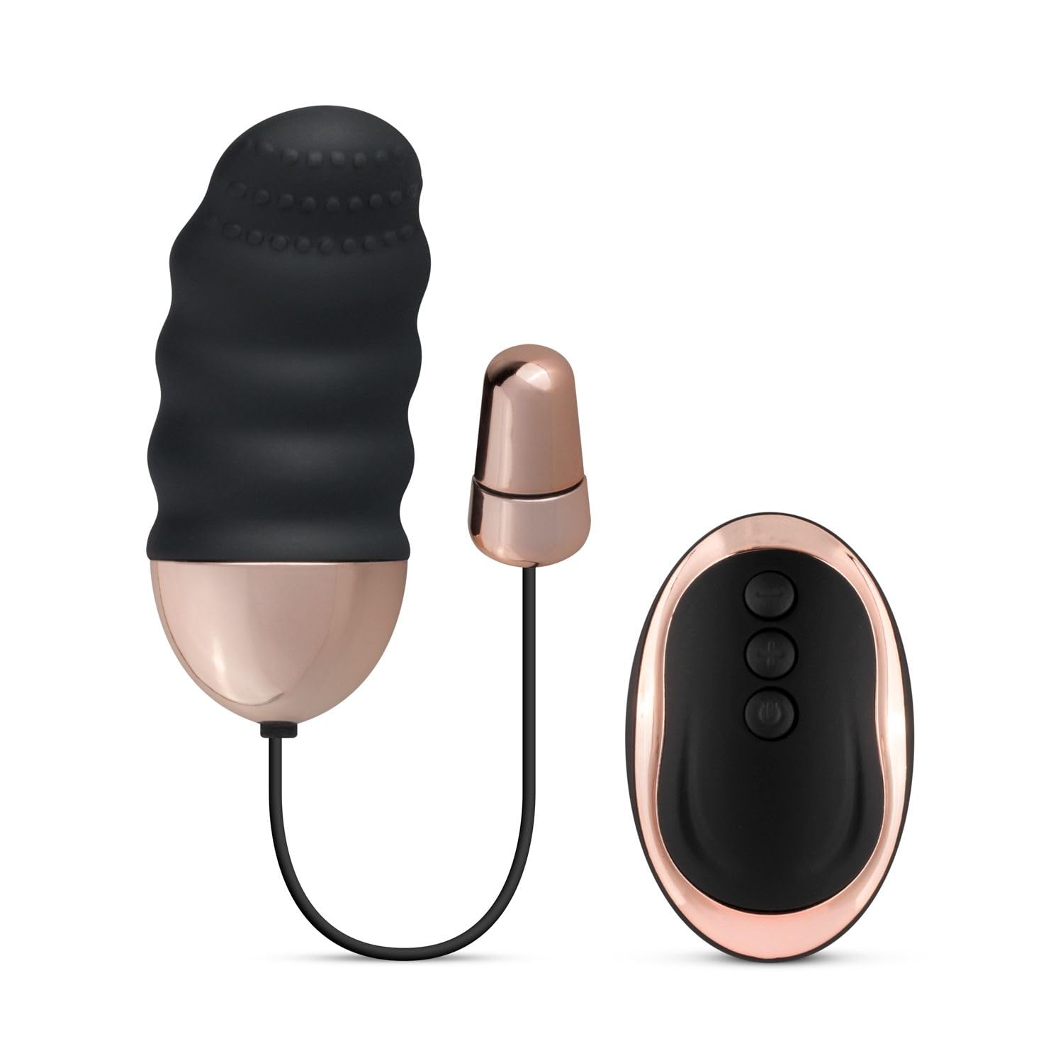 Teazers Vibrating Love Egg - Vibrator for Women with Ridges for Extra Stimulation - Love Egg with Remote Control with a Range up to 20 Meters - Black/Gold