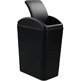 Cand 4 Gallon/ 16 L Garbage Can, Plastic Trash Can with Swing Lid (Black)