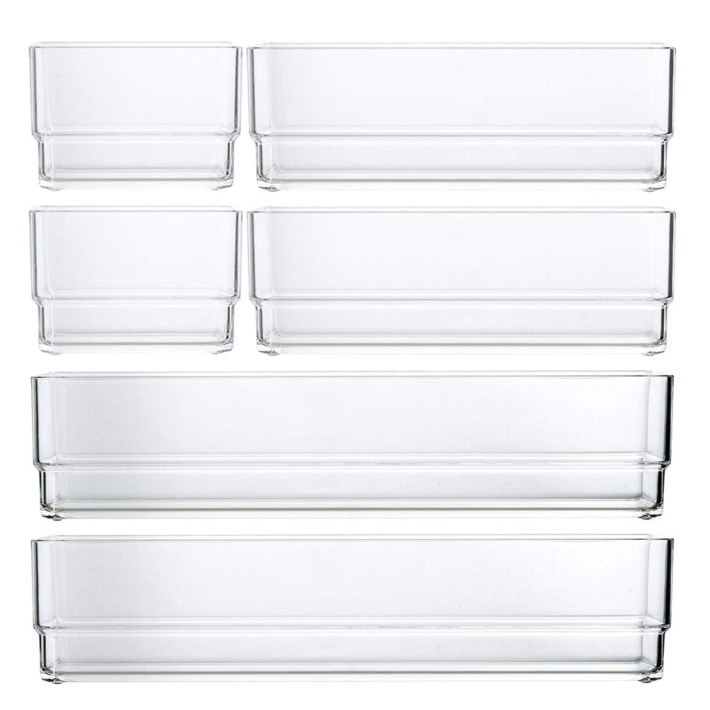 Stori Clear Plastic Vanity And Desk Drawer Organizers 6 Piece