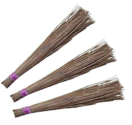 Swadesh Desi Kharata Broom, Heavy Duty & Thick (Set of 03) Coconut Grass Broom