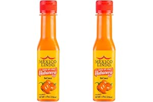 Mexico Lindo Red Habanero Hot Sauce, Real Red Habanero Chili Pepper, 78,200 Scoville Level, Enjoy with Mexican Food, Seafood & Pasta, 5 Fl Oz Bottles (Pack of 2)