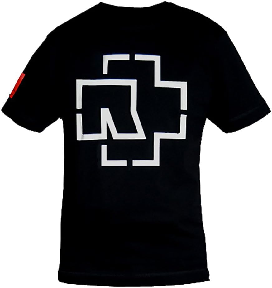 Rammstein Men's T-Shirt Logo Official Band Merchandise Fan Shirt Black with Multicoloured Front and Side Print