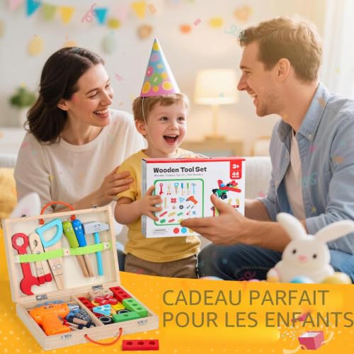 Montessori Toy for 3 Years Old Child 3 Year Old Tool Box with Drill Toy Boy Girl 3 Year Old Educational DIY Gift Child Boy 3 4 Years Girl (44 Pieces)