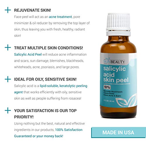 SALICYLIC Acid Peel 20 Chemical Peel with Beta Hydroxy BHA For Rosacea, Acne, Oily Skin