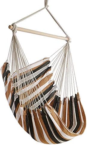 Chihee Hammock Chair Large Hammock Chair Relax Hanging Swing Chair Cotton Weave for Superior Comfort & Durability Perfect for Indoor/Outdoor Home Bedroom Patio Deck Yard Garden