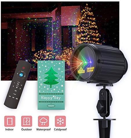 Christmas Projector Light, Laser Projector Red Green and Blue Star 3 Modes with RF Remote Control, Garden Lamp Weatherproof Xams Star Laser Show Lighting for Halloween, Party, Holiday Decoration