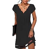 Summer Dresses for Women Petal Short Sleeve V-Neck Beach Dress Floral Print Dressy Casual Sun Dresses