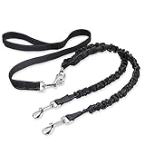 Double Dog Leash Coupler Uarter Pet Supplies for Dog Training Leash with Retractable Soft Grip Rubber Handle, Reflective Stitching