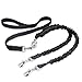 Double Dog Leash Coupler Uarter Pet Supplies for Dog Training Leash with Retractable Soft Grip Rubber Handle, Reflective Stitching