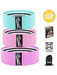 Recredo bandas de botas, bandas de resistencia antideslizantes para piernas y botones, bandas de ejercicio bandas de cintas de cadera círculos bandas de pegamento para mujeres, 3 unidades   libro electrónico de entrenamiento incluido