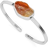 LUSTRE AND LIGHT 18x13mm Rough Natural Citrine Adjustable Twister Bangle Bracelet for Women in Sterling Silver, November Birthstone Jewelry Gifts for Her Birthday, Anniversary, Graduation (Bezel-Set)