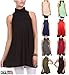 Women's Solid Mock Neck Turtleneck Tunic Top Sleeveless A-line Dress Trapeze