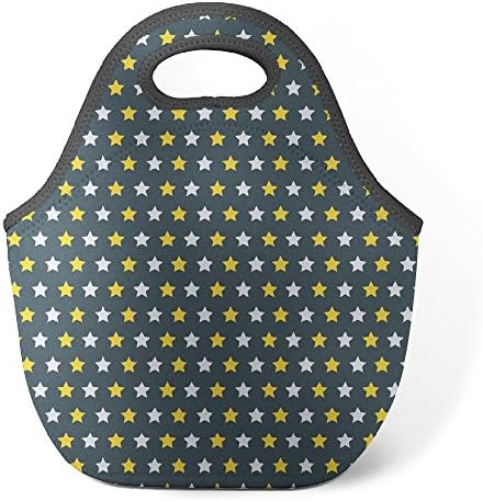 Good4Life - Neoprene Lunch Tote Insulated Reusable Picnic Lunch Bag [ Decorative Colorful Stars Pattern ]