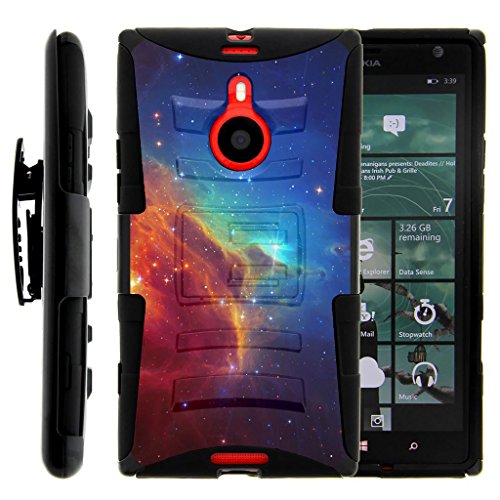TurtleArmor | Nokia Lumia 1520 Case | Nokia Bandit Case [Hyper Shock] Hybrid Dual Layer Armor Holster Belt Clip Case Kickstand - Colorful Nebula Galaxy