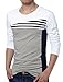 uxcell Men's Color Block Shirt Striped Panel Round Neck Long Sleeve Pullover T-Shirt White 42