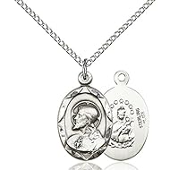 Sterling Silver Scapular Pendant 3/4 x 3/8 inches with Sterling Silver Lite Curb Chain