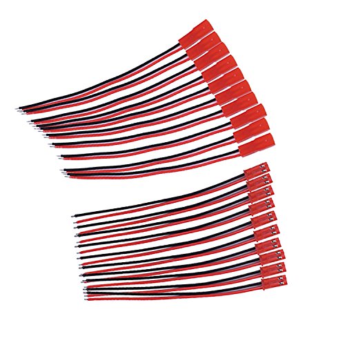 eBoot 20 AWG JST Plug Connector 2 Pin Male Female Plug Connector Cable Wire for LED Lamp Strip RC Toys Battery, 10 Pairs