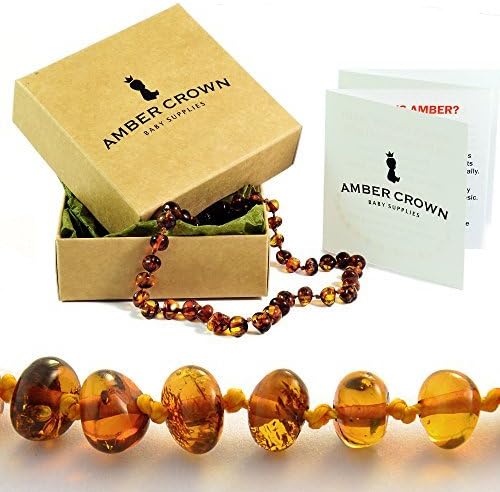 Amber Crown Baltic Amber Teething Necklace - Baroque Style Original Amber Color