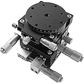 DISJEST LT60-LM Precision XYZR 4 Axis Manual Linear Positioning Stage | Premium Aluminum Body with 29.4N Load Capacity and Cross Roller Guide Plus 60x60mm Table Size 360 Degree R Axis Tuning