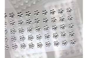 ALLSTARCO Flower Self Adhesive Acrylic Rhinestones Plastic Face Gems Stick On Body Jewels for DIY Cards and Invitations Crafts Bling Sticker - 5 Sheets - 250PCS (6mm Crystal Clear)